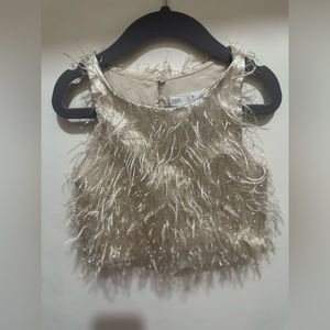 Zara Girls Glitter/Feather/Fringe Blouse